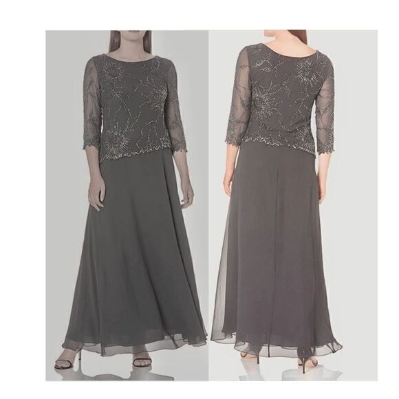 J Kara Women's 3/4 Sleeve Beaded Dress - Picture 1 of 8